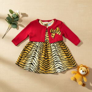 New Without Tags Mon Caramel Baby Girl Dress Set with Cardigan Size 3 Months